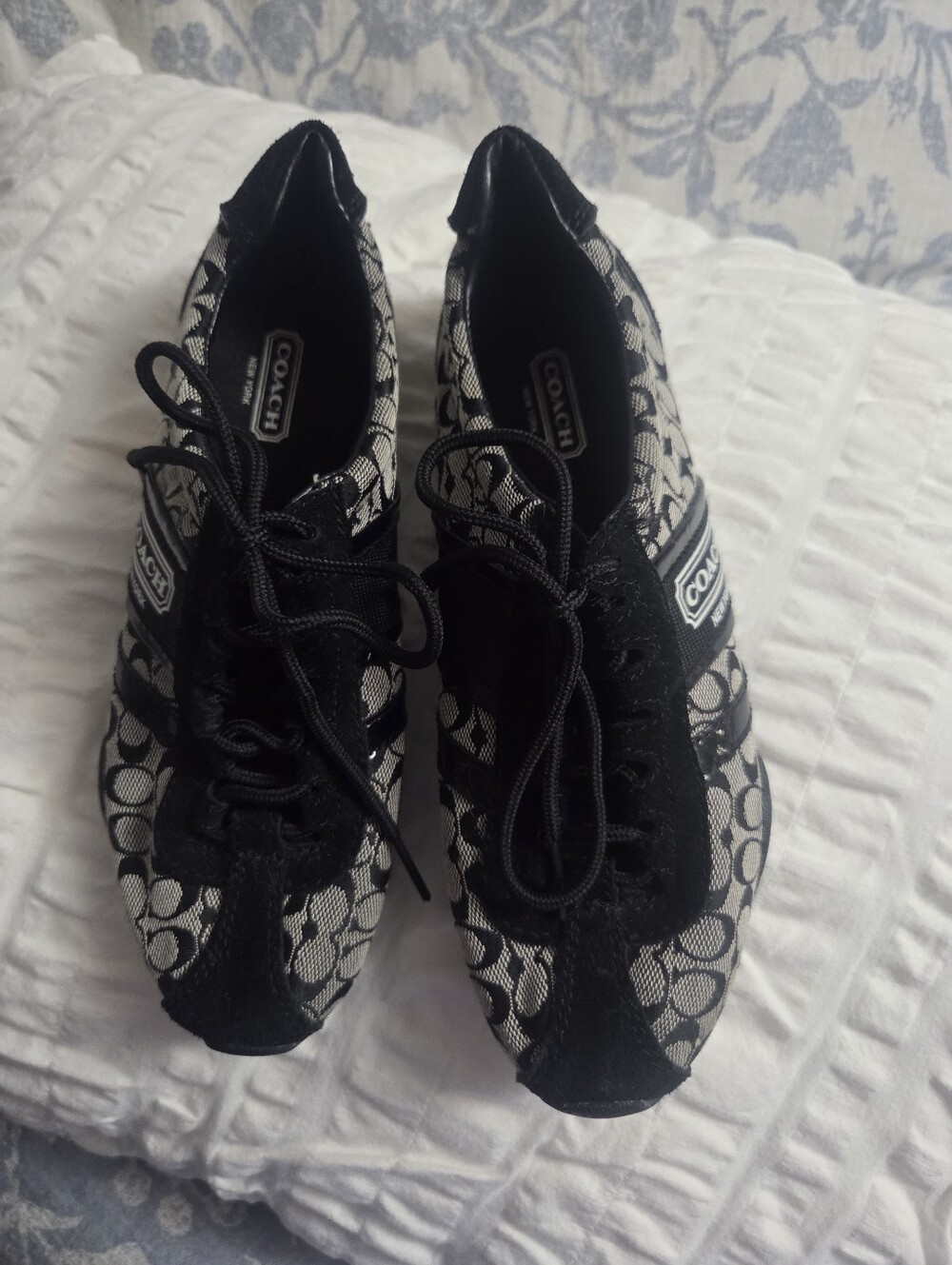Coach Black and White Signature Jacquard Lace-Up Sneakers